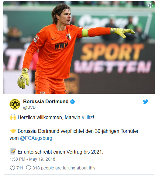 OFICIAL: Marwin Hitz, chega ao Dortmund.