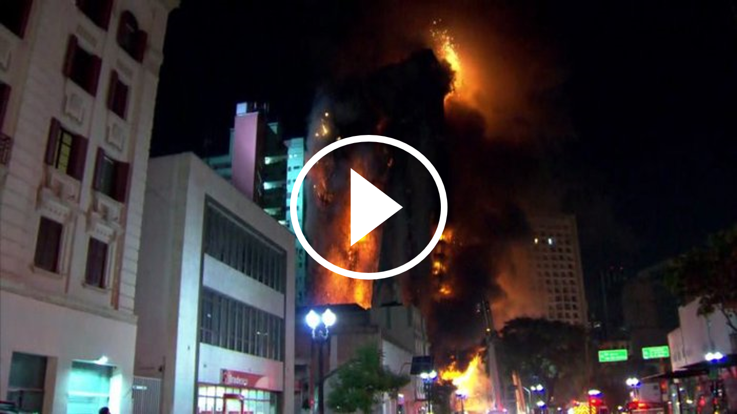 Arrepiante! As imagens do desabamento de um prédio em São Paulo, Brasil.