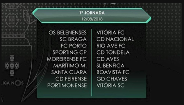 Calendário completo da Liga 2018/2019.