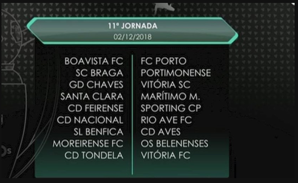 Calendário completo da Liga 2018/2019.