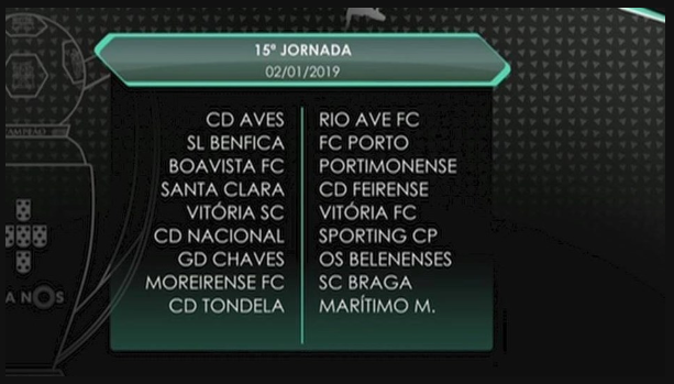 Calendário completo da Liga 2018/2019.