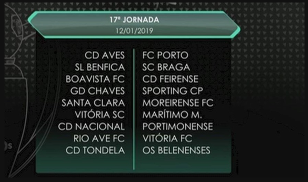 Calendário completo da Liga 2018/2019.