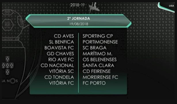Calendário completo da Liga 2018/2019.