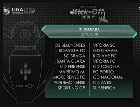 Calendário completo da Liga 2018/2019.