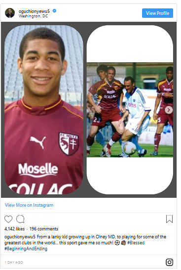 Oguchi Onyewu pendura as botas.