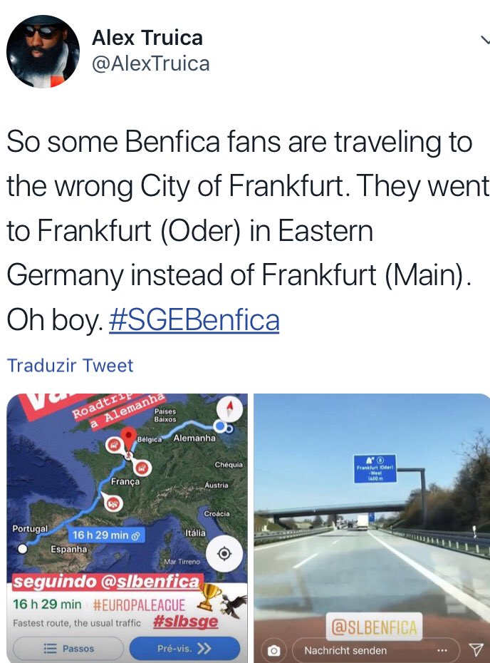 Adeptos do Benfica viajam para outra cidade (Frankfurt) por Engano