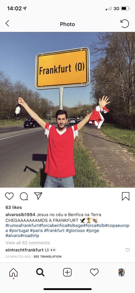 Adeptos do Benfica viajam para outra cidade (Frankfurt) por Engano