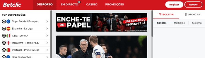 Apostas em desporto via app Betclic